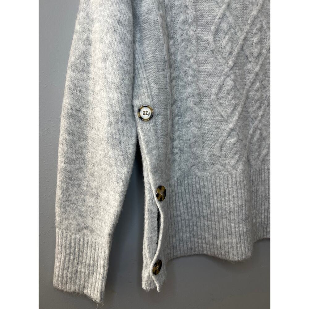 Marled Reunited Gray Knit Crewneck Sweater Large with buttons on sides - Picture 2 of 9
